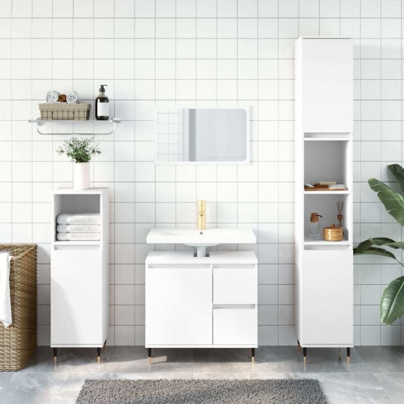 Vidaxl - Ensemble de meubles salle de bain 3 pcs blanc bois d'ingénierie