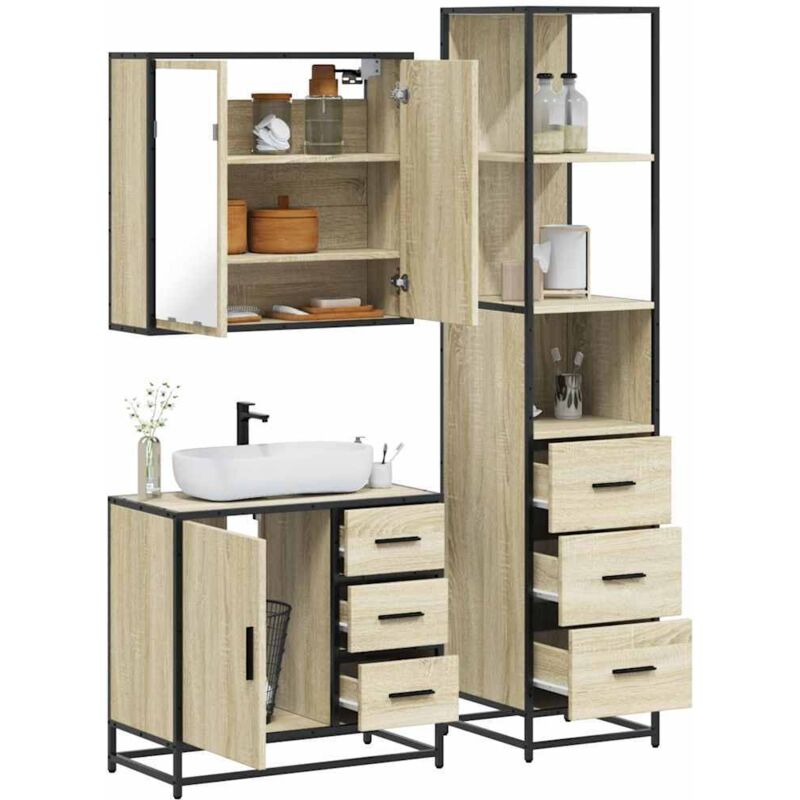 Vidaxl - Ensemble de meubles de salle de bain 3 pcs chêne sonoma
