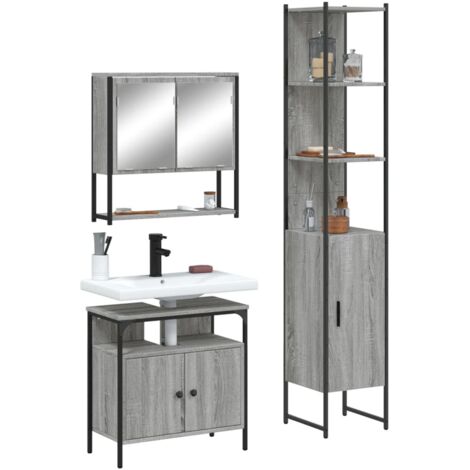 Ensemble de meubles de salle de bain 3 pcs Sonoma gris vidaXL
