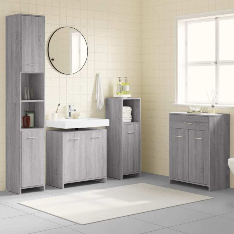Vidaxl - Ensemble de meubles de salle de bain 4 pcs Sonoma gris
