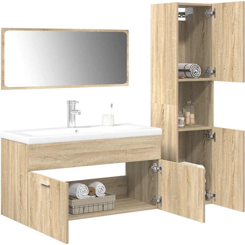 Vidaxl - Ensemble de meubles de salle de bain 4 pcs chêne sonoma