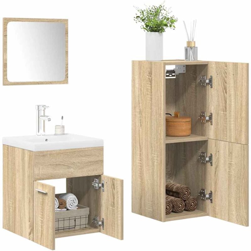 Vidaxl - Ensemble de meubles de salle de bain 4 pcs chêne sonoma