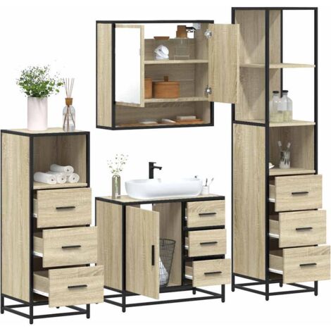 Ensemble de meubles de salle de bain 4 pcs chêne sonoma vidaXL