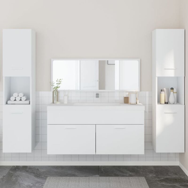 Vidaxl - Ensemble de meubles salle de bain 4 pcs blanc bois d'ingénierie