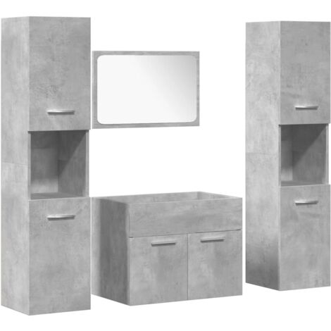 Vidaxl – Ensemble de meubles de salle de bain 4 pcs – Armoire de rangement gris béton – Bois d'ingénierie – Dimensions 60x38,5x46 cm et 30x30x130 cm