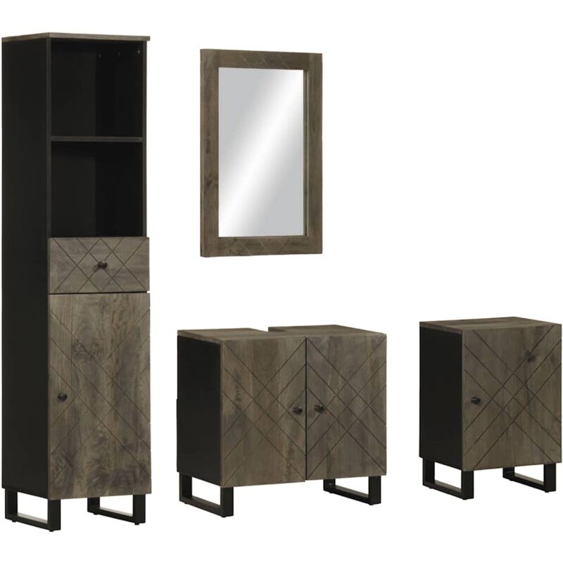 Vidaxl - Ensemble de meubles de salle de bain 4 pcs noir manguier massif