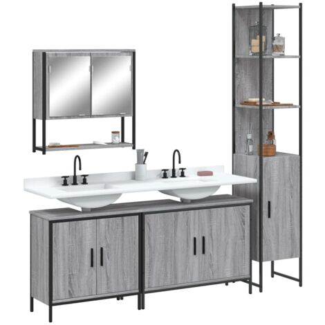 Ensemble de meubles de salle de bain 4 pcs Sonoma gris