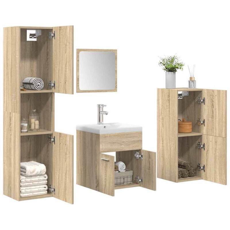 Vidaxl - Ensemble de meubles de salle de bain 5 pcs chêne sonoma