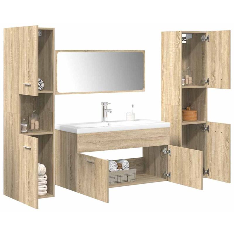 Vidaxl - Ensemble de meubles de salle de bain 5 pcs chêne sonoma