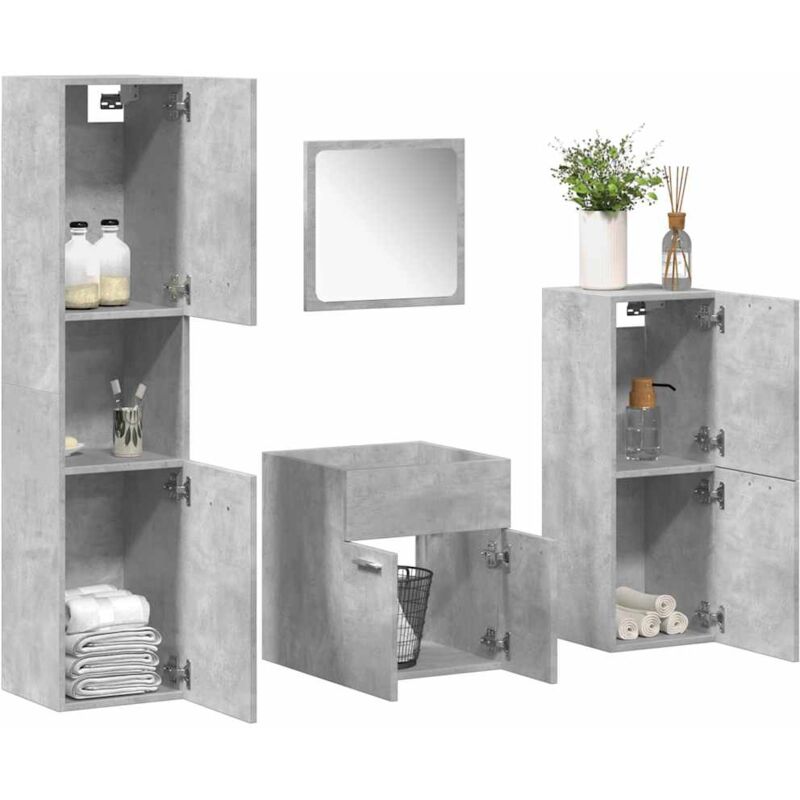 vidaXL Ensemble de meubles de salle de bain 4 pcs gris béton