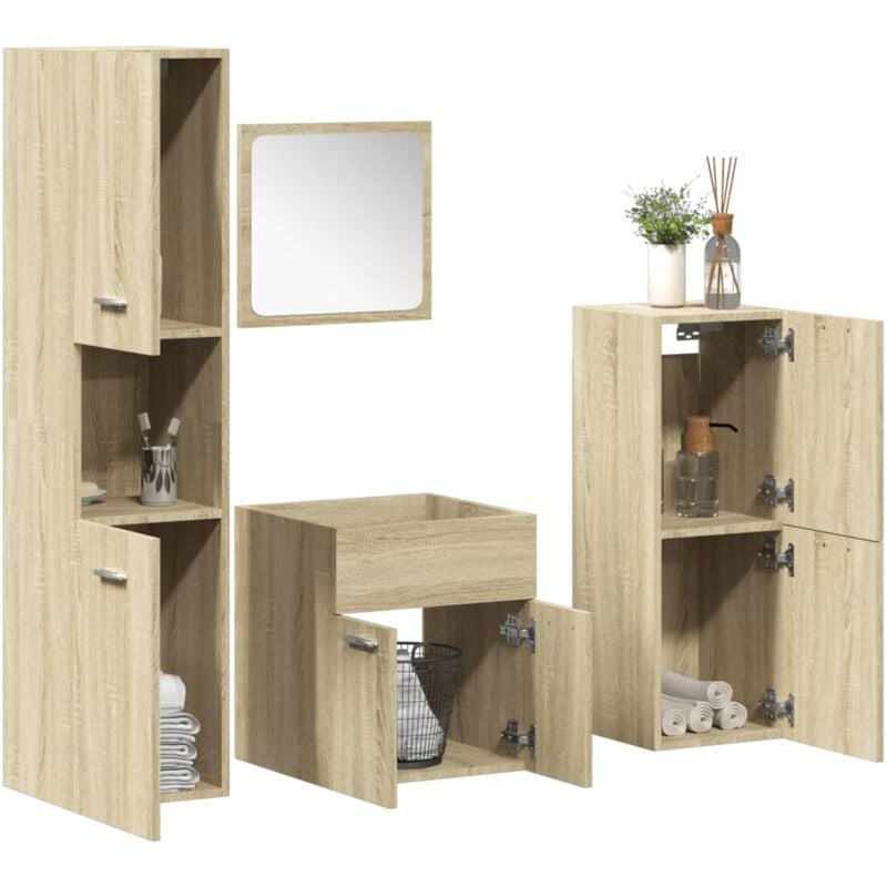 Vidaxl - Ensemble de meubles de salle de bain 4 pcs chêne sonoma