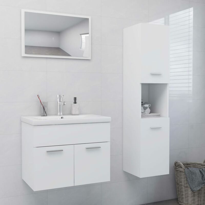 Nova - Ensemble de meubles de salle de bain avec garde-robe sublavabo et miroir diverses couleurs Couleur : Blanc