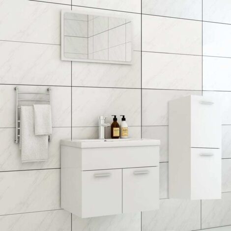 Ensemble de meubles de salle de bain avec sublavabo + évier mobile bas et miroir de différentes couleurs Couleur : blanche