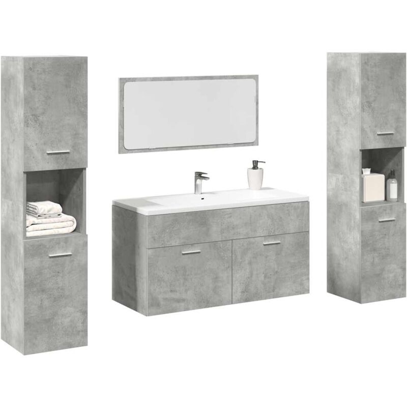Vidaxl - Ensemble de meubles de salle de bain 4 pcs gris béton