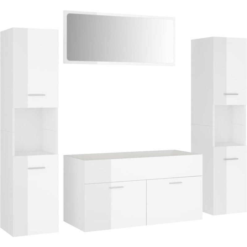 Vidaxl - Ensemble de meubles de bain Blanc brillant Bois d'ingénierie