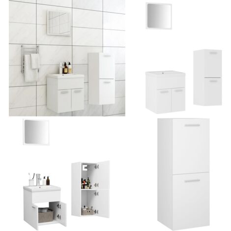 Ensemble de meubles de salle de bain Blanc Aggloméré - Meuble De Salle De Bain - Ensemble Meuble Salle De Bain - Vanity - Lavabo - Miroir - Home & Living