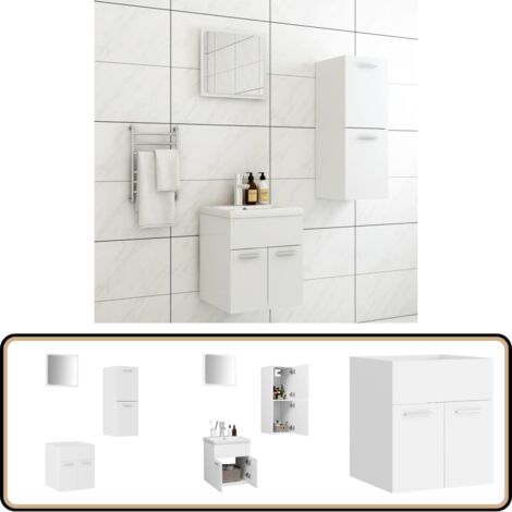 Ensemble de meubles de salle de bain Blanc Aggloméré - Meuble De Salle De Bain - Ensemble Meuble Salle De Bain - Vanity Unit - Lavabo - Miroir