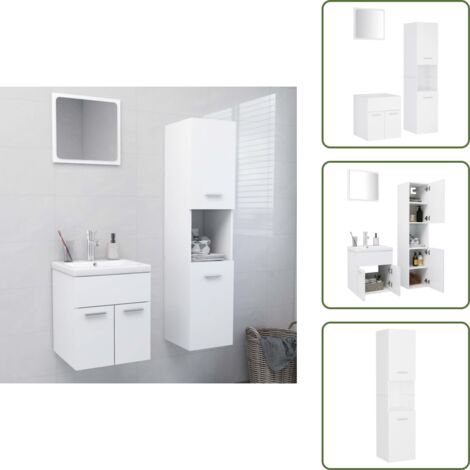 Ensemble de meubles de salle de bain Blanc Aggloméré - Meuble De Salle De Bain - Ensemble Meuble Salle De Bain - Vanity Unit - Lavabo - Miroir