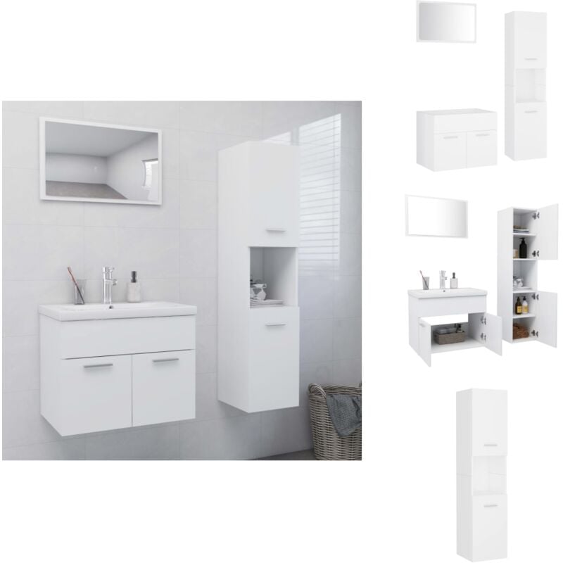 Ensemble de meubles de salle de bain blanc bois d'ingénierie - Meuble De Salle De Bain - Ensemble De Meubles Salle De Bain - Vanity Unit - Lavabo