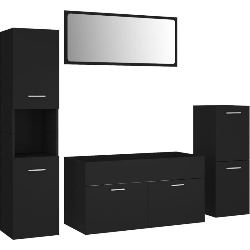 Vidaxl - Ensemble de meubles de salle de bain Noir Aggloméré