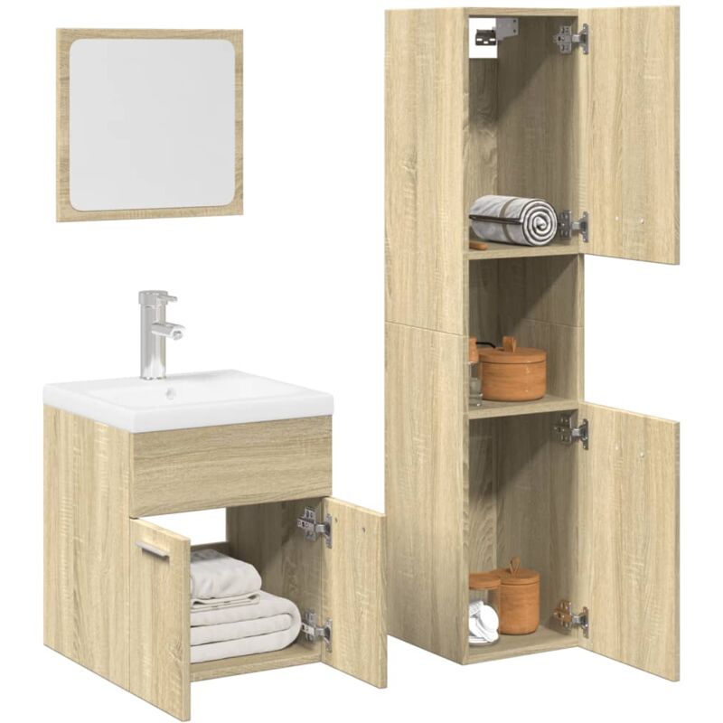 Vidaxl - Ensemble de meubles de salle de bain 3 pcs chêne sonoma