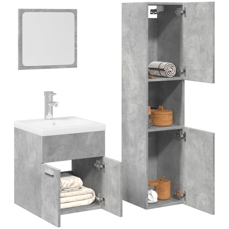 vidaXL Ensemble de meubles de salle de bain 3 pcs gris béton