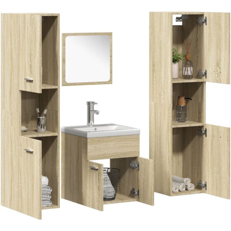 Vidaxl - Ensemble de meubles de salle de bain 5 pcs chêne sonoma