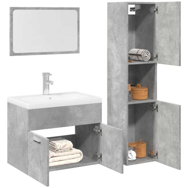 Vidaxl - Ensemble de meubles de salle de bain 3 pcs gris béton