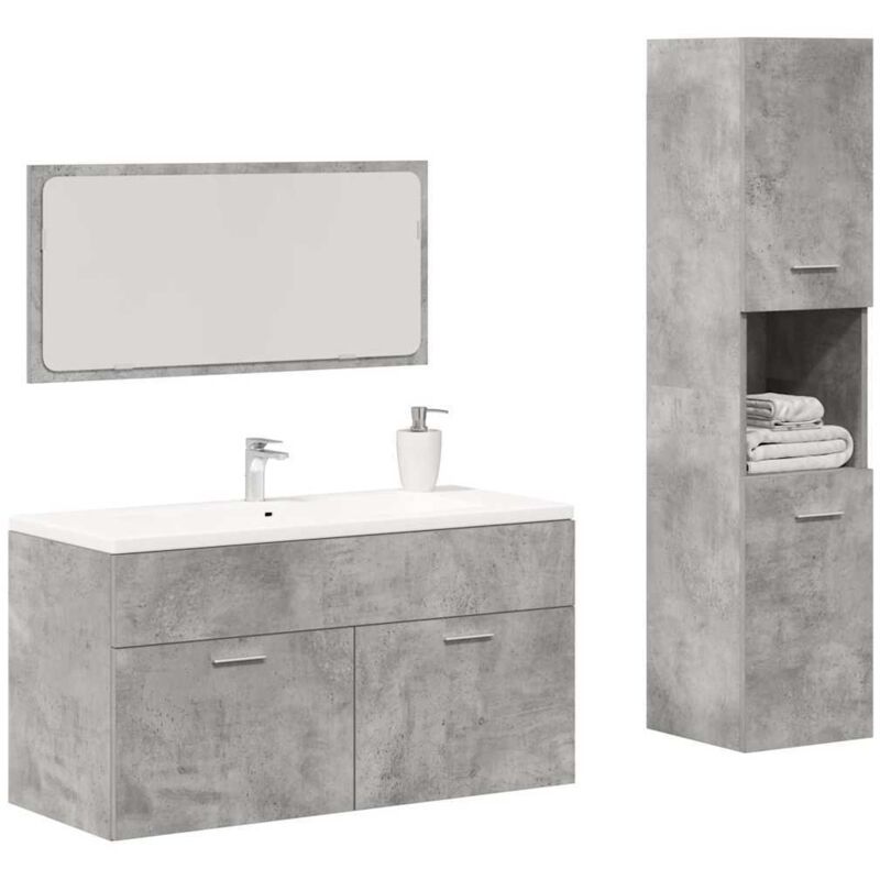 Vidaxl - Ensemble de meubles de salle de bain 3 pcs gris béton