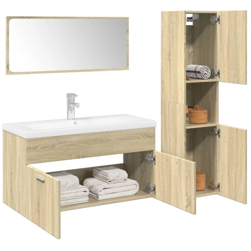 Vidaxl - Ensemble de meubles de salle de bain 3 pcs chêne sonoma