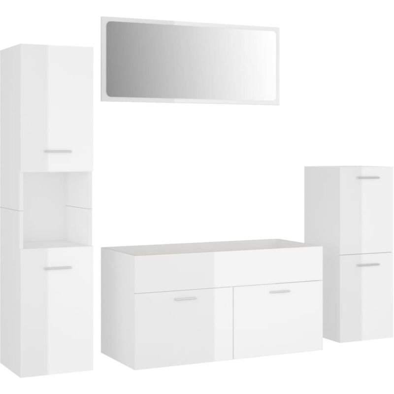 Vidaxl - Ensemble de meubles de salle de bain Blanc brillant Aggloméré