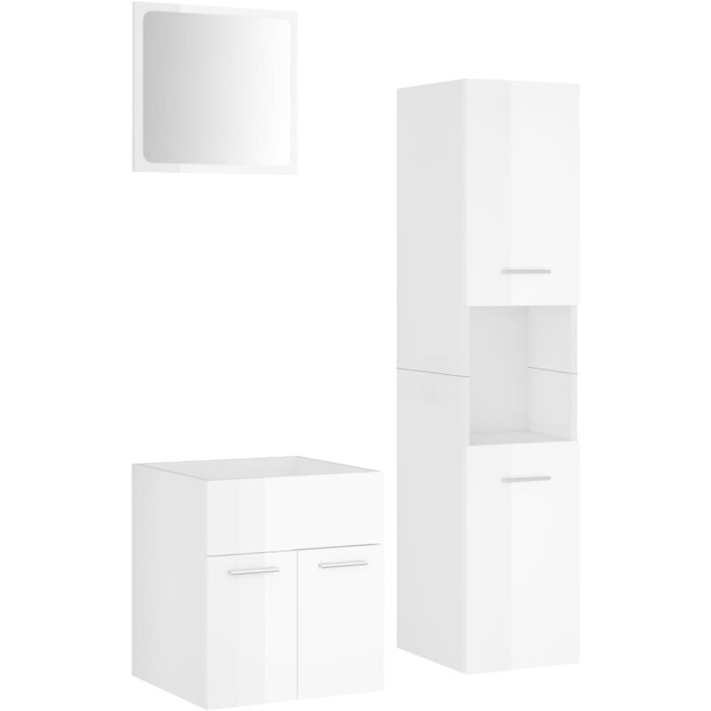 Vidaxl - Ensemble de meubles de salle de bain Blanc brillant Aggloméré