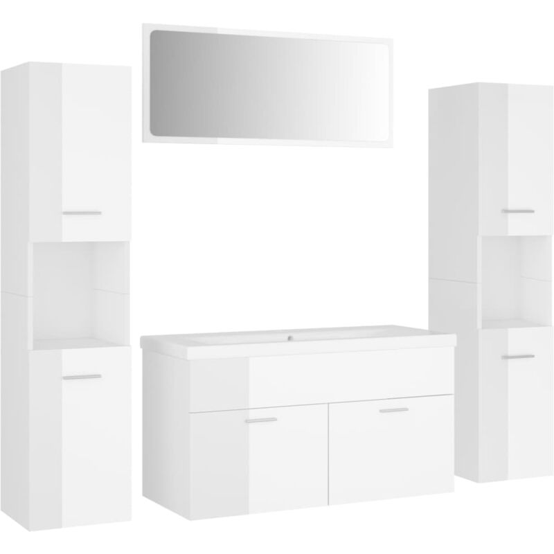 Vidaxl - Ensemble de meubles de salle de bain Blanc brillant Aggloméré