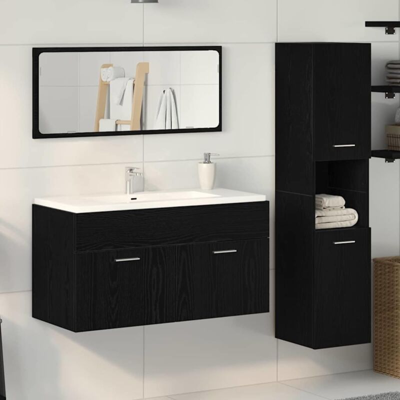 Vidaxl - Ensemble de meubles de salle de bain 3 pcs Chêne noir