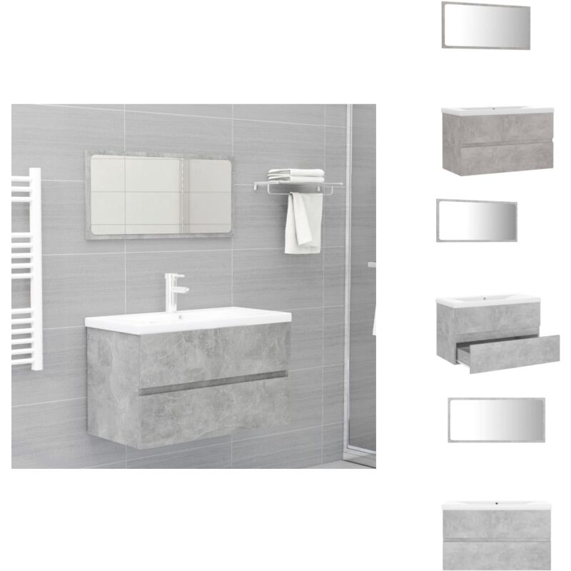 Ensemble de meubles de salle de bain gris béton bois ingénierie - Meuble De Salle De Bain - Ensemble Salle De Bain - Armoire Salle De Bain - Lavabo