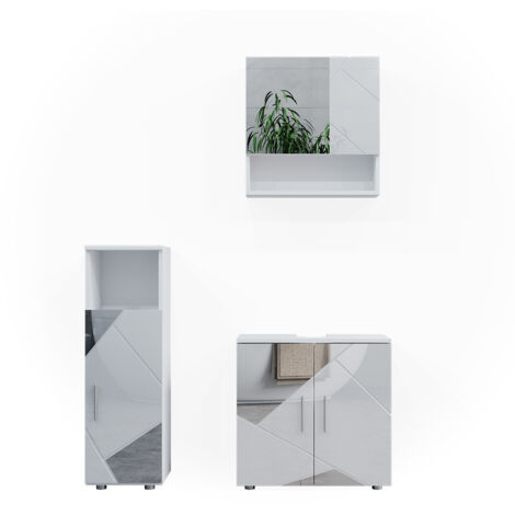 Ensemble de meubles de salle de bain Irma, Blanc, 3 parties, Vicco