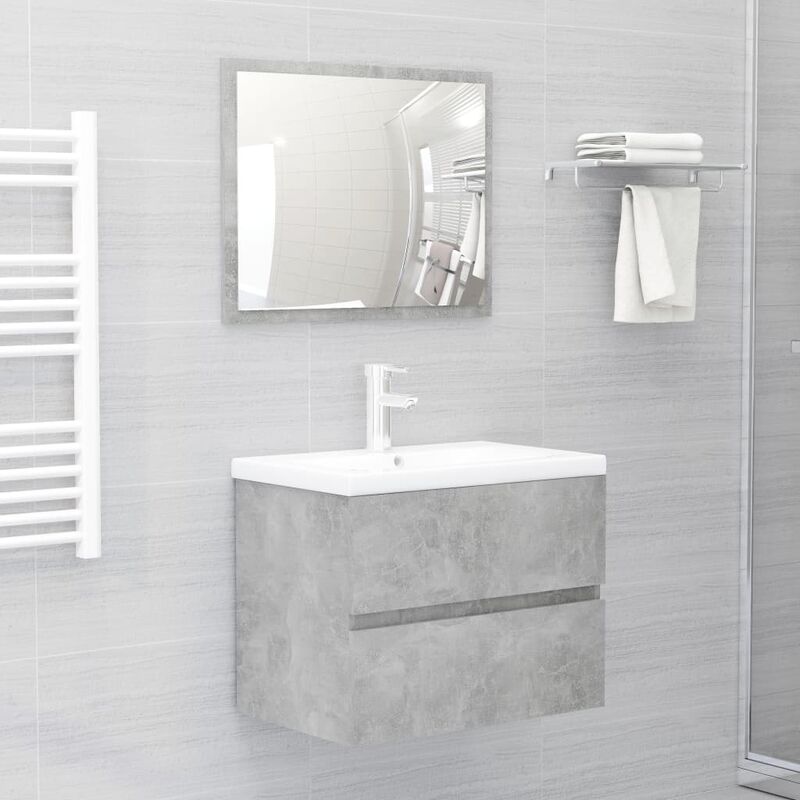 Vidaxl - Ensemble de salle de bain avec sottolavabo avec tiroir et évier intégré + miroir diverses couleurs Couleur : Béton