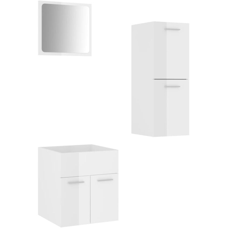 Vidaxl - Ensemble de meubles de salle de bain Blanc brillant Aggloméré