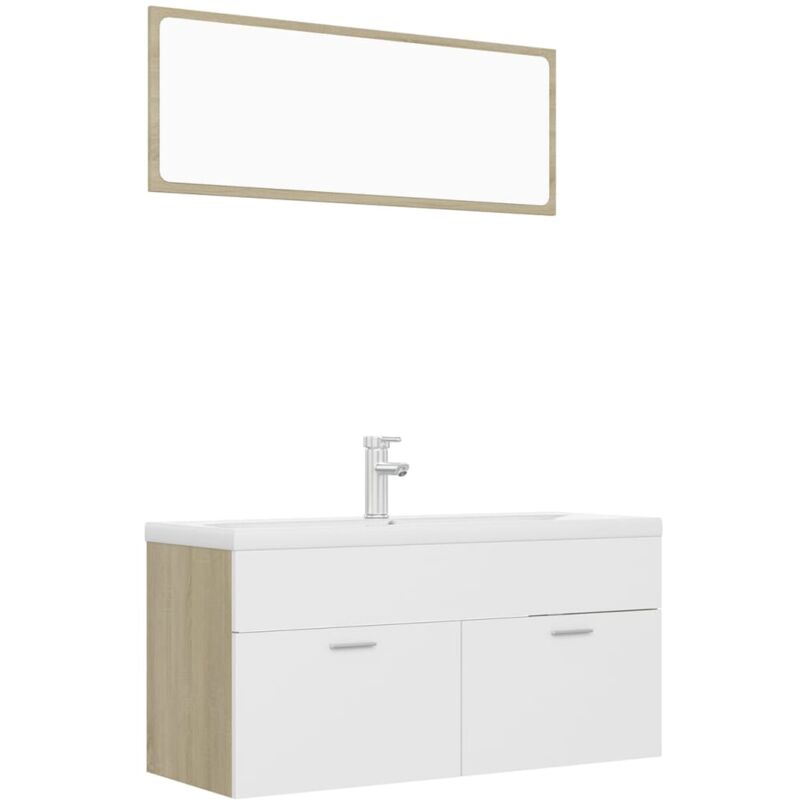 Vidaxl - Ensemble de meubles de bain Blanc et chêne sonoma Aggloméré