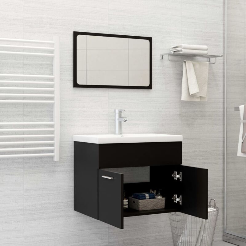 Torana - Ensemble de meubles de salle de bain Noir Aggloméré