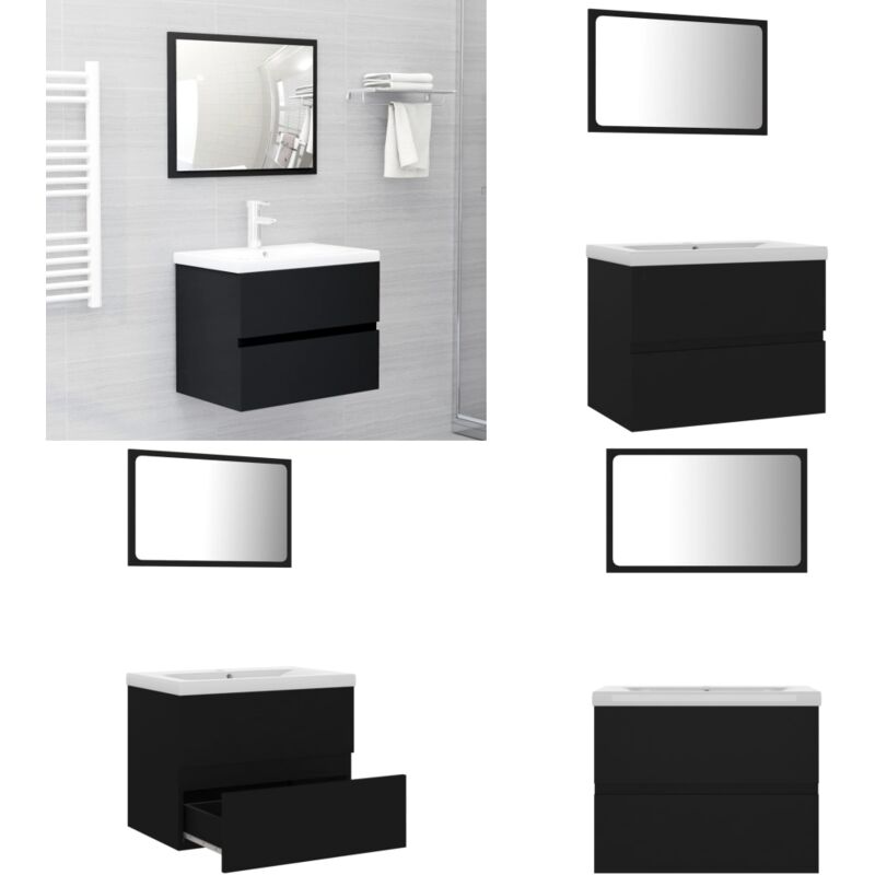 Ensemble de meubles de salle de bain Noir Bois d'ingénierie - Meuble De Salle De Bain - Ensemble De Meubles De Salle De Bain - Armoire De Salle De