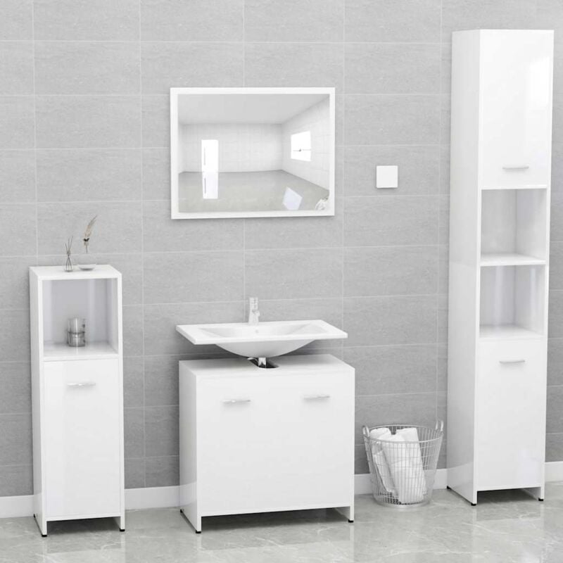 Vidaxl - Meubles de salle de bain Blanc brillant Bois d'ingénierie