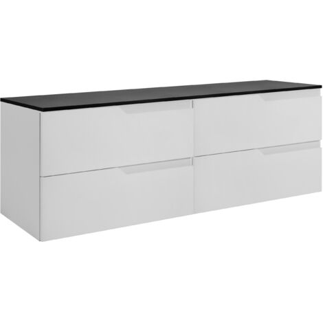 Ensemble de meubles de salle de bain sous vasque, blanc / noir, 160 (2 x 80) x 46 x 58 cm