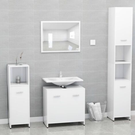Ensemble de meubles de salle de bain,Mobilier de Rangement de Toilette Blanc Bois d'ingénierie -82620