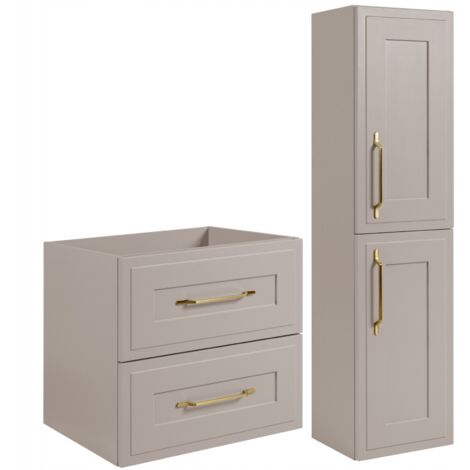Ensemble de meubles de salle de bains - 60 cm & 136 cm - Cachemire mat - Design fonctionnel - Meubles de salle de bains élégants - Armoire haute de salle de bains - CLASSIC