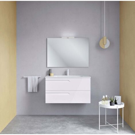 Ensemble de meubles de salle de bains avec 2 tiroirs compacts VITALE - ROYO Couleur : Blanc brillant - Options : Ensemble complet - Taille : 60 cm - Profondeur : 46 cm
