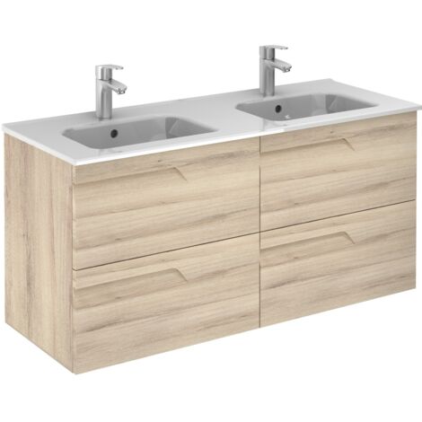 Ensemble de meubles de salle de bains avec 4 tiroirs compacts VITALE - ROYO Couleur : Beige Nature - Options : Ensemble complet.
