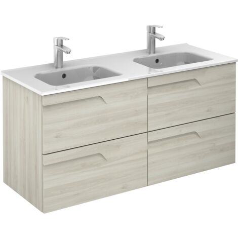 Ensemble de meubles de salle de bains avec 4 tiroirs compacts VITALE - ROYO Couleur : Blanc Nature - Options : Ensemble complet.