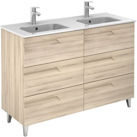 Ensemble de meubles de salle de bains avec 6 tiroirs compacts VITALE - ROYO Couleur : Beige Nature - Options : Ensemble complet