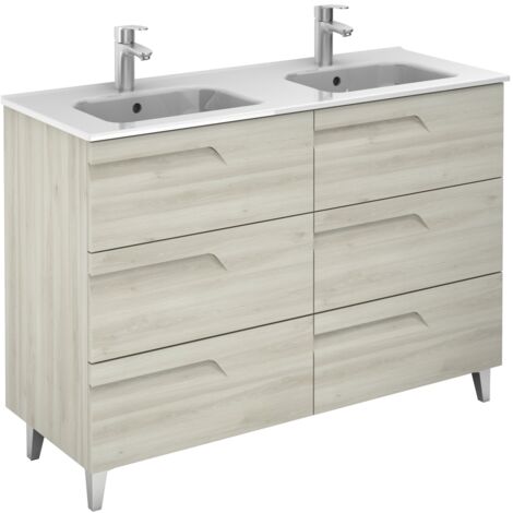 Ensemble de meubles de salle de bains avec 6 tiroirs compacts VITALE - ROYO Couleur : Blanc Nature - Options : Meuble + Vasque